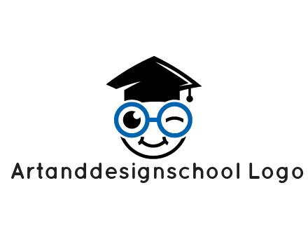 face with spectacles wearing graduating hat