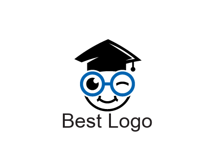 face with spectacles wearing graduating hat