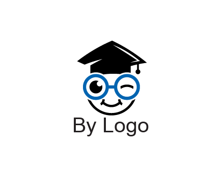 face with spectacles wearing graduating hat