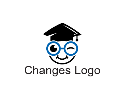 face with spectacles wearing graduating hat