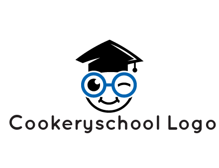face with spectacles wearing graduating hat