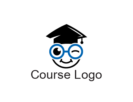 face with spectacles wearing graduating hat