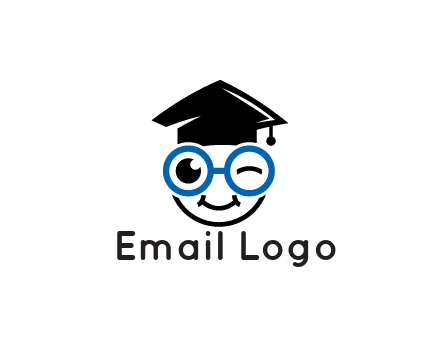 face with spectacles wearing graduating hat
