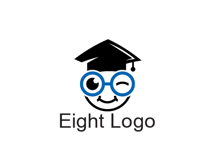 face with spectacles wearing graduating hat