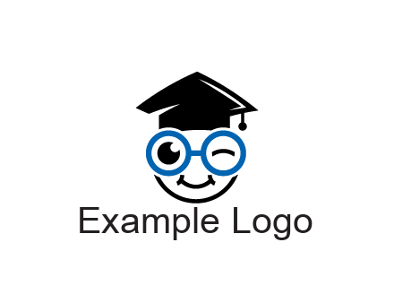 face with spectacles wearing graduating hat