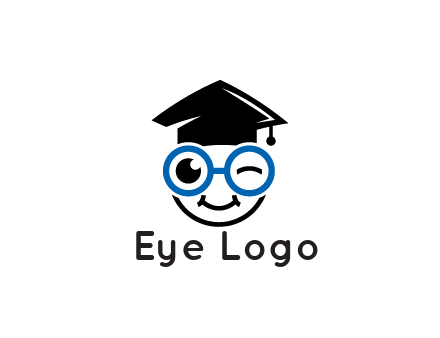 face with spectacles wearing graduating hat