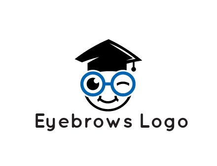face with spectacles wearing graduating hat