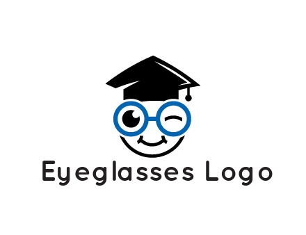 face with spectacles wearing graduating hat