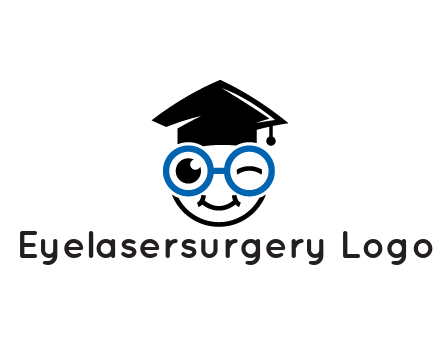 face with spectacles wearing graduating hat