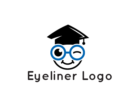 face with spectacles wearing graduating hat