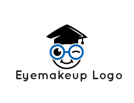 face with spectacles wearing graduating hat
