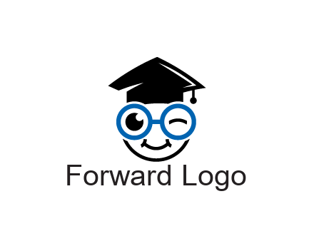 face with spectacles wearing graduating hat