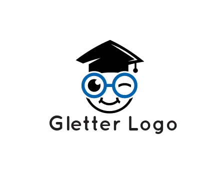 face with spectacles wearing graduating hat