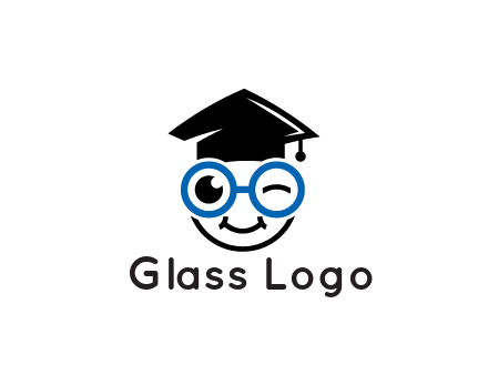 face with spectacles wearing graduating hat
