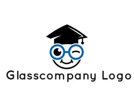 face with spectacles wearing graduating hat