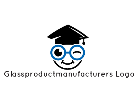 face with spectacles wearing graduating hat