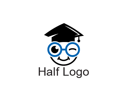 face with spectacles wearing graduating hat