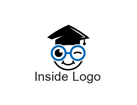face with spectacles wearing graduating hat