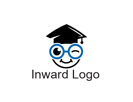 face with spectacles wearing graduating hat