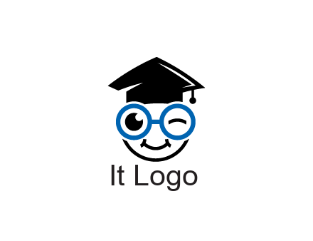 face with spectacles wearing graduating hat