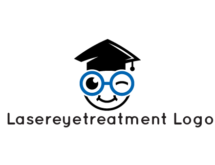 face with spectacles wearing graduating hat
