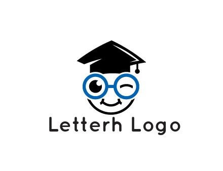 face with spectacles wearing graduating hat