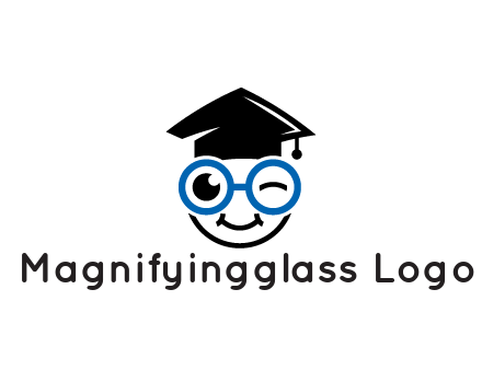 face with spectacles wearing graduating hat