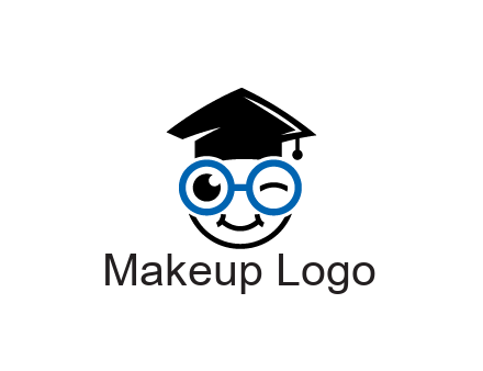 face with spectacles wearing graduating hat