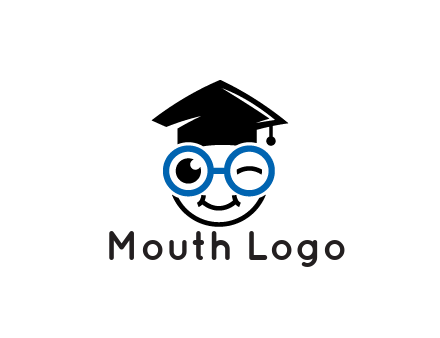 face with spectacles wearing graduating hat