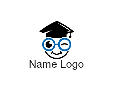 face with spectacles wearing graduating hat