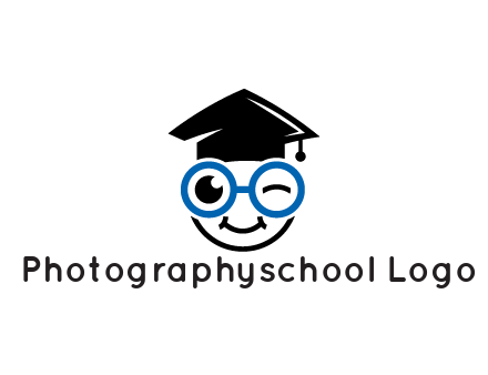face with spectacles wearing graduating hat