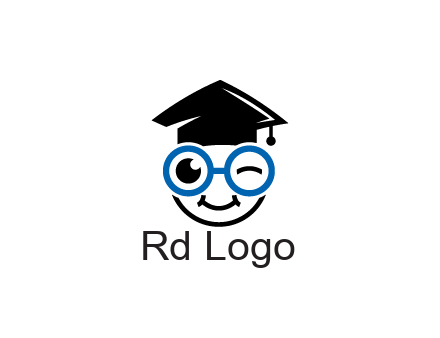 face with spectacles wearing graduating hat