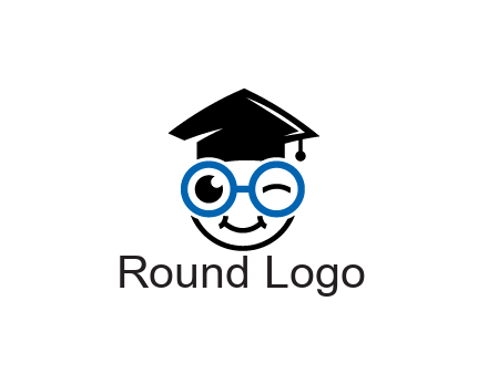 face with spectacles wearing graduating hat