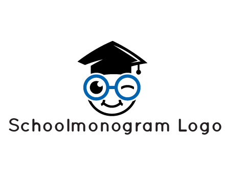 face with spectacles wearing graduating hat