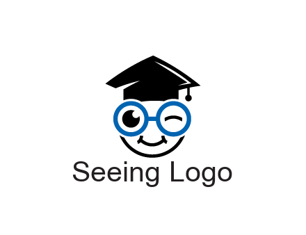 face with spectacles wearing graduating hat
