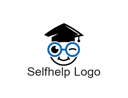 face with spectacles wearing graduating hat
