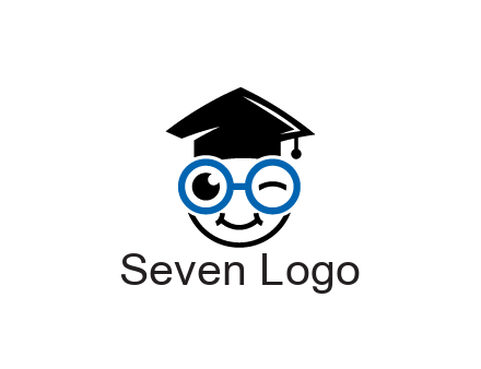 face with spectacles wearing graduating hat