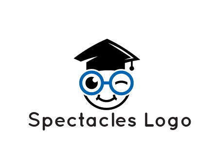 face with spectacles wearing graduating hat