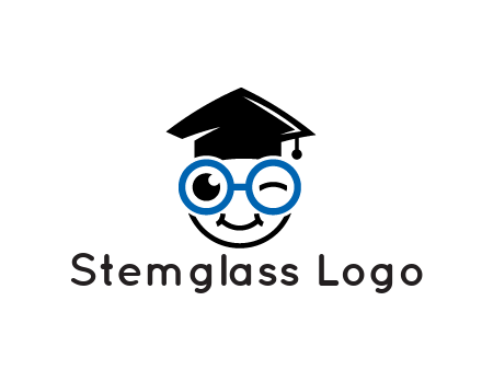 face with spectacles wearing graduating hat