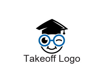 face with spectacles wearing graduating hat