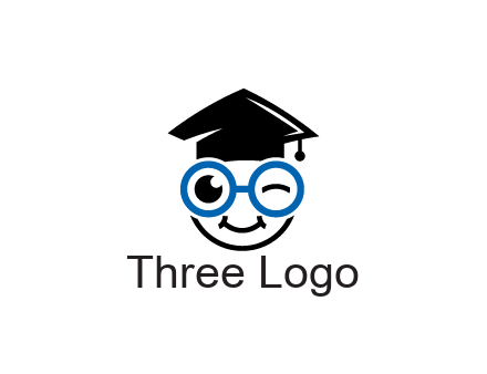 face with spectacles wearing graduating hat