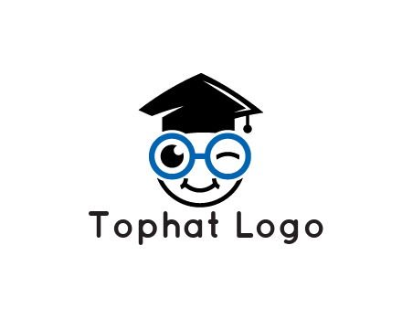 face with spectacles wearing graduating hat