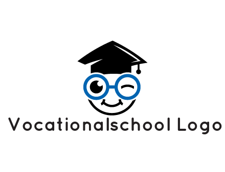face with spectacles wearing graduating hat