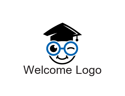 face with spectacles wearing graduating hat