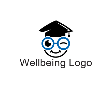 face with spectacles wearing graduating hat