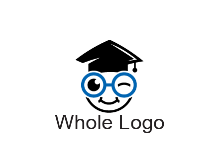 face with spectacles wearing graduating hat