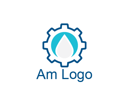 negative spacing water droplet in circle in line art gear