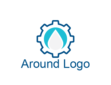 negative spacing water droplet in circle in line art gear