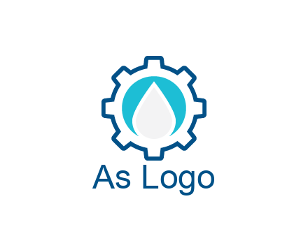negative spacing water droplet in circle in line art gear