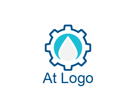 negative spacing water droplet in circle in line art gear